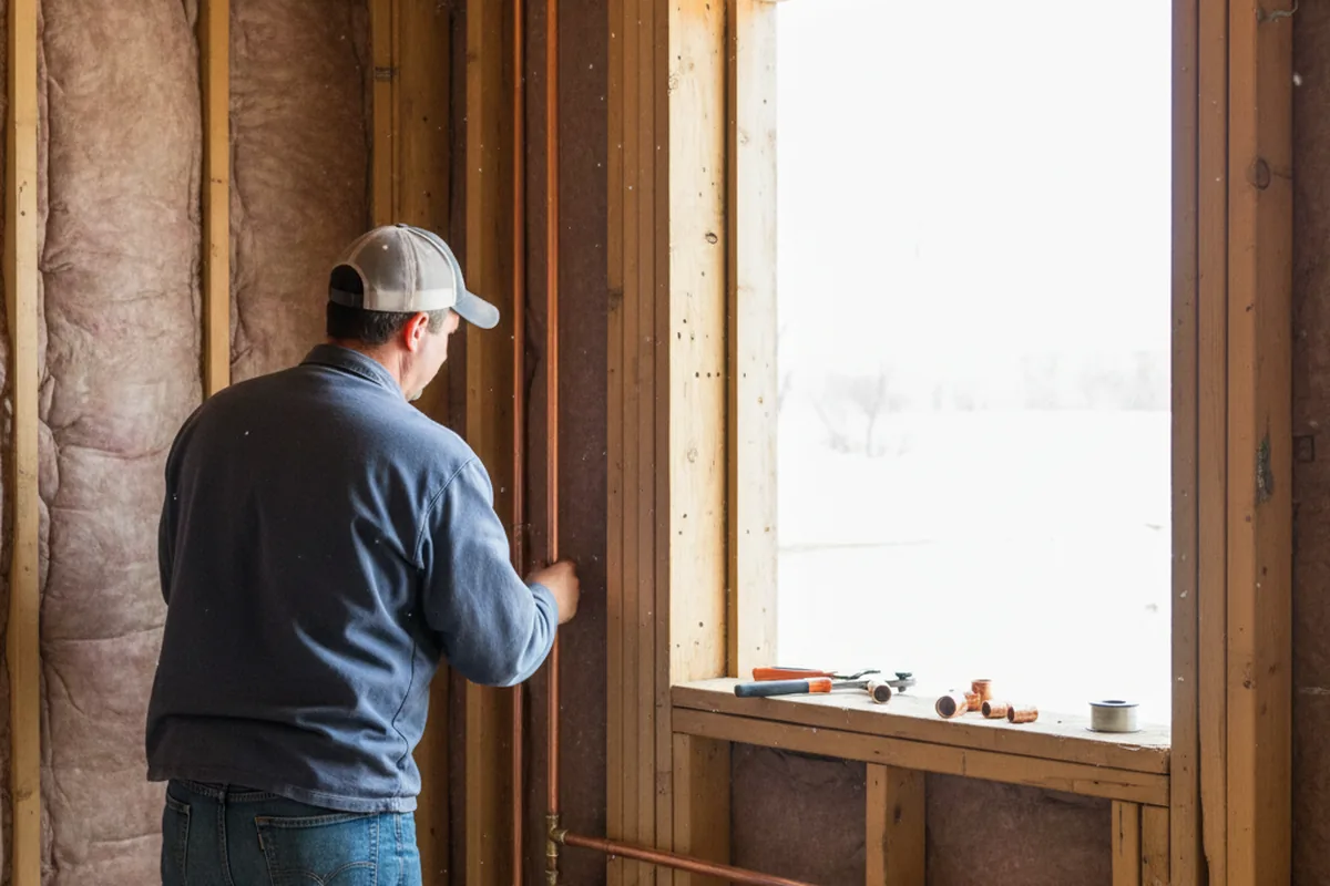 Licensed plumber running new copper supply lines in a Romeo home