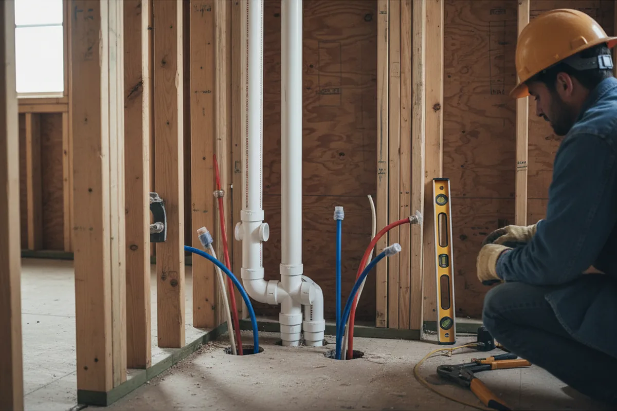 Drain and supply rough-in during Leak Detection in Romeo